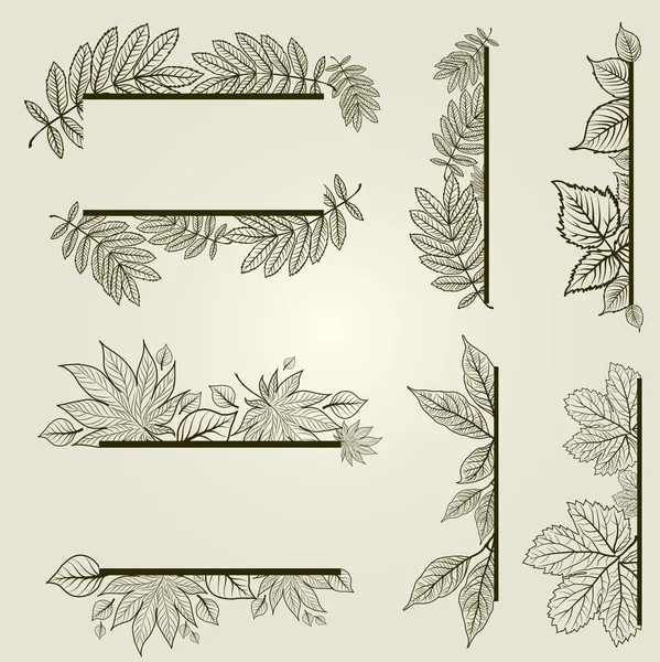 葉を持つヴィンテージの設計要素のベクトルを設定 — ストックベクタ