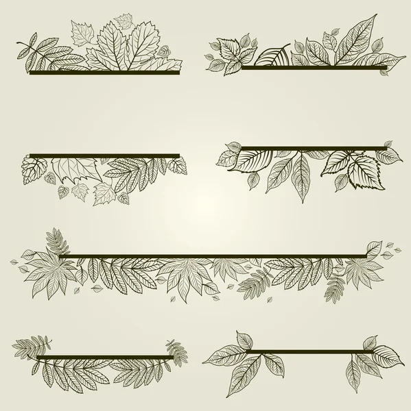 Векторний набір елементів вінтажного дизайну з листям — стоковий вектор