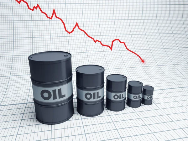 Падение барреля нефти — стоковое фото