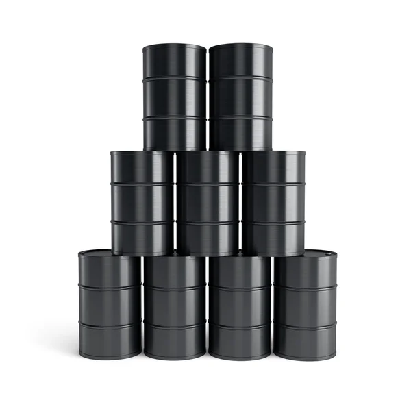 Black oil barrels — Stock Photo, Image