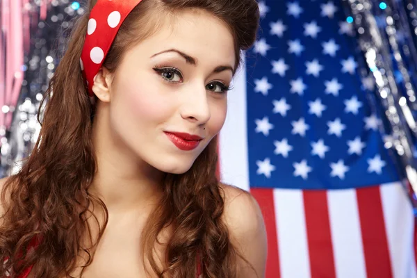 セクシーな愛国心が強いアメリカ人の女の子 — ストック写真