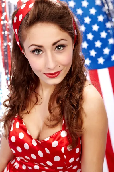 Seksi yurtsever Amerikalı kız — Stok fotoğraf