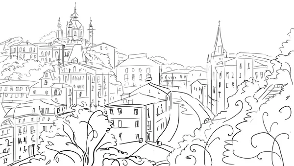 Old town - illustration sketch — Stock Photo, Image