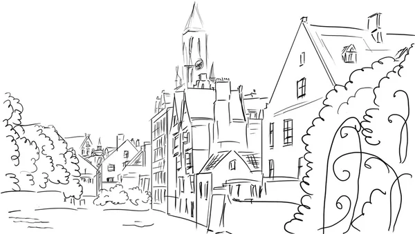 Cidade velha - ilustração esboço — Fotografia de Stock