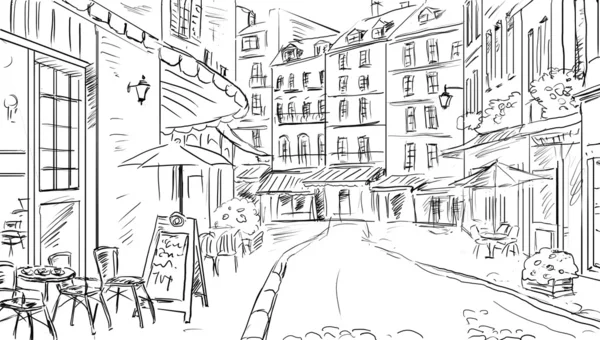 Ilustracja do starego miasta - szkic — Zdjęcie stockowe