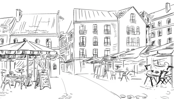 Иллюстрация к старому городу - эскиз — стоковое фото