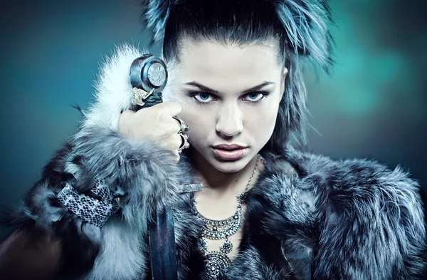 Warrior kvinna. Fantasy mode idé. — Stockfoto