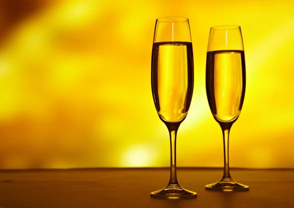 Champagne glasses ready to bring in the New Year — Stock Photo, Image