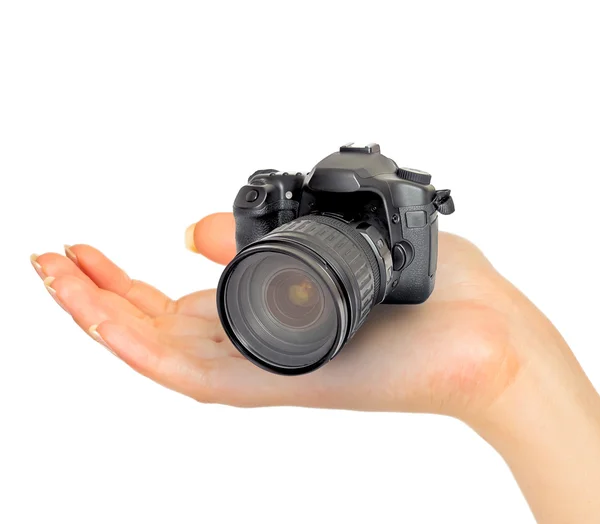 Cyfrowy aparat fotograficzny w ręku — Zdjęcie stockowe