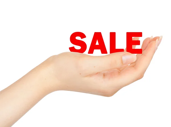 Verkauf auf Frauenhand — Stockfoto