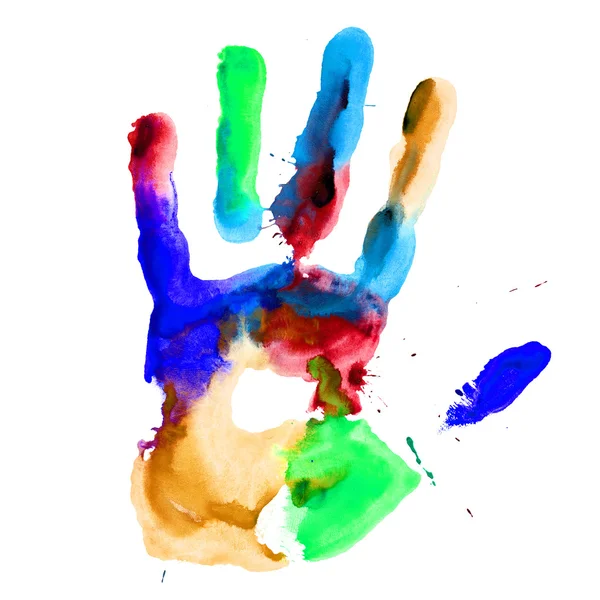 Close up of colored hand print. — Stock Photo, Image