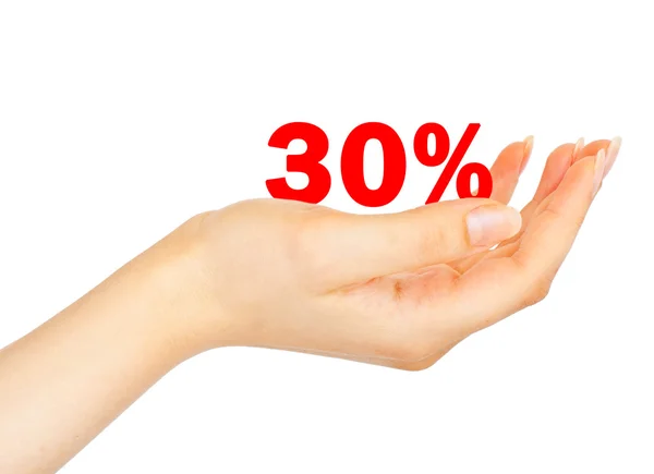 Venda em trinta por cento das mulheres na palma da mão — Fotografia de Stock