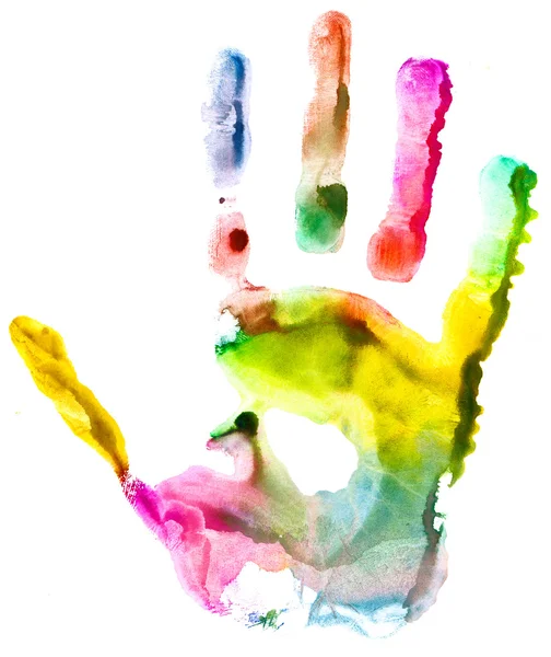 Fechar a impressão colorida da mão — Fotografia de Stock