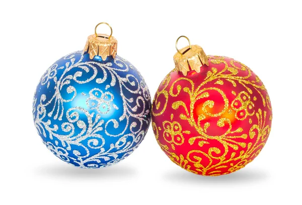 Рождественские шары красный и синий — стоковое фото