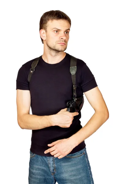 Kılıfın içinde silahlı adam — Stok fotoğraf