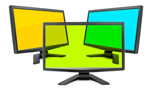Tři monitory — Stock fotografie