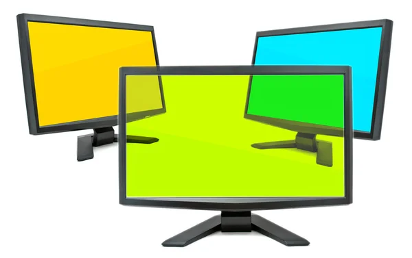 Tres monitores — Foto de Stock
