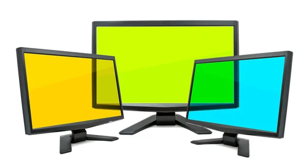 Trzy monitory — Zdjęcie stockowe