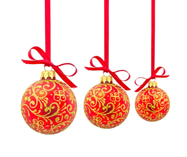 Tres bolas rojas de Navidad — Foto de Stock