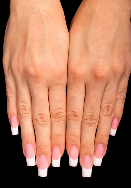 Piękne dłonie z Francuski manicure — Zdjęcie stockowe