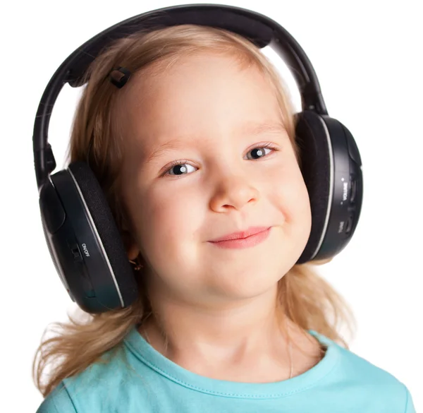 Menina em fones de ouvido — Fotografia de Stock