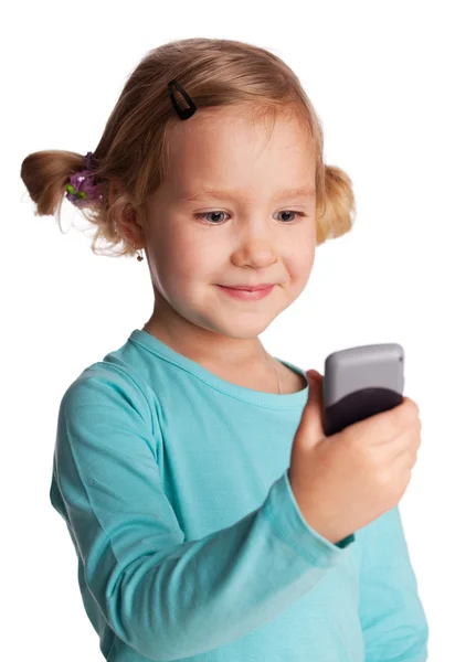 Дитина з телефону — стокове фото