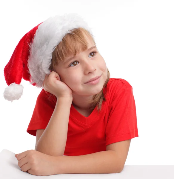 크리스마스 모자에 소녀 — 스톡 사진