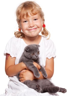 Girl with cat clipart