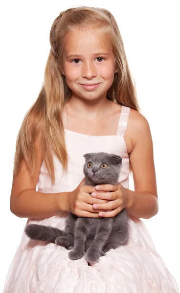 Κορίτσι με γάτα — Φωτογραφία Αρχείου