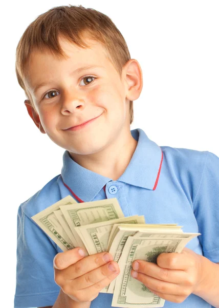 Child with dollars — Stock Photo, Image