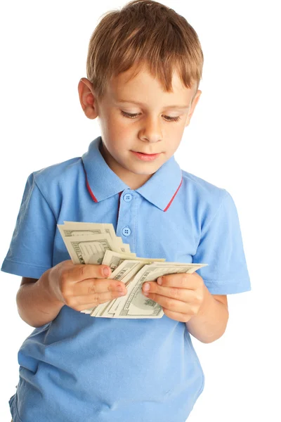 Kind mit Dollars — Stockfoto