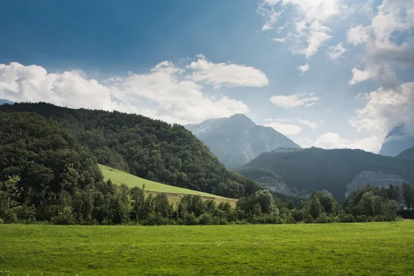 Montanhas com grama verde — Fotografia de Stock