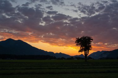 Alpler üzerinden bulutlu gün batımı görünümü