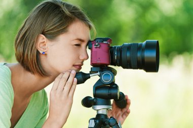 Young woman photographs clipart