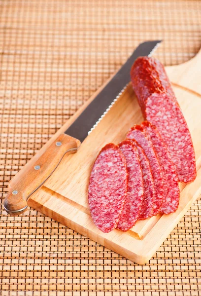 Sliced ​​ smoked sausage salami — Stock Photo, Image
