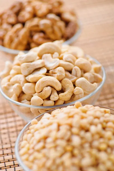 Peeled hazelnuts (walnut, cashew, pine) — Stock Photo, Image