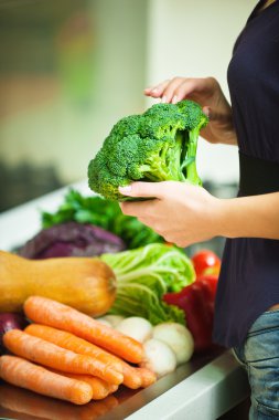 Woman with vegetables clipart