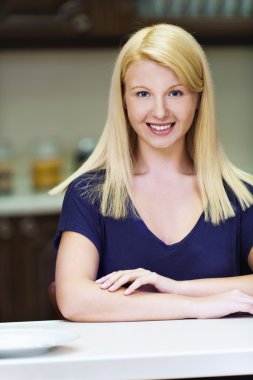 Happiest girl in kitchen clipart