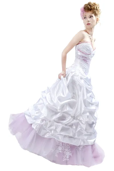 Belle fille en robe de mariée — Photo
