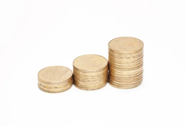 Rouleau of yellow coins — Stock Photo, Image