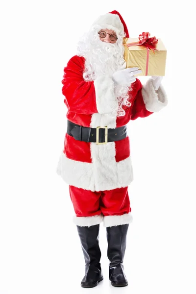 Santa με ένα δώρο — Φωτογραφία Αρχείου