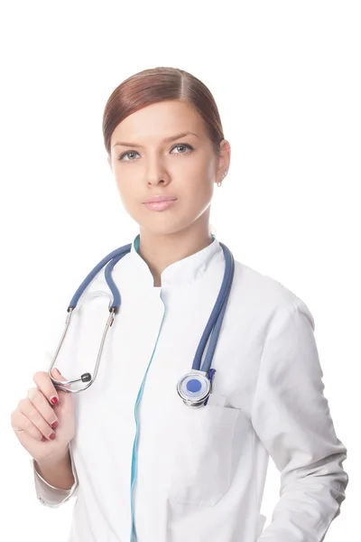 Aantrekkelijke dame arts met een stethoscoop — Stockfoto
