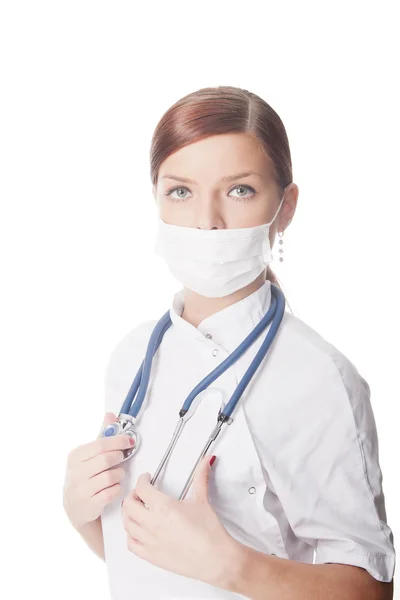 Attractive lady doctor with stethoscope — Stock Photo, Image