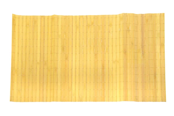 Yellow bamboo mat on white — Stock Photo, Image