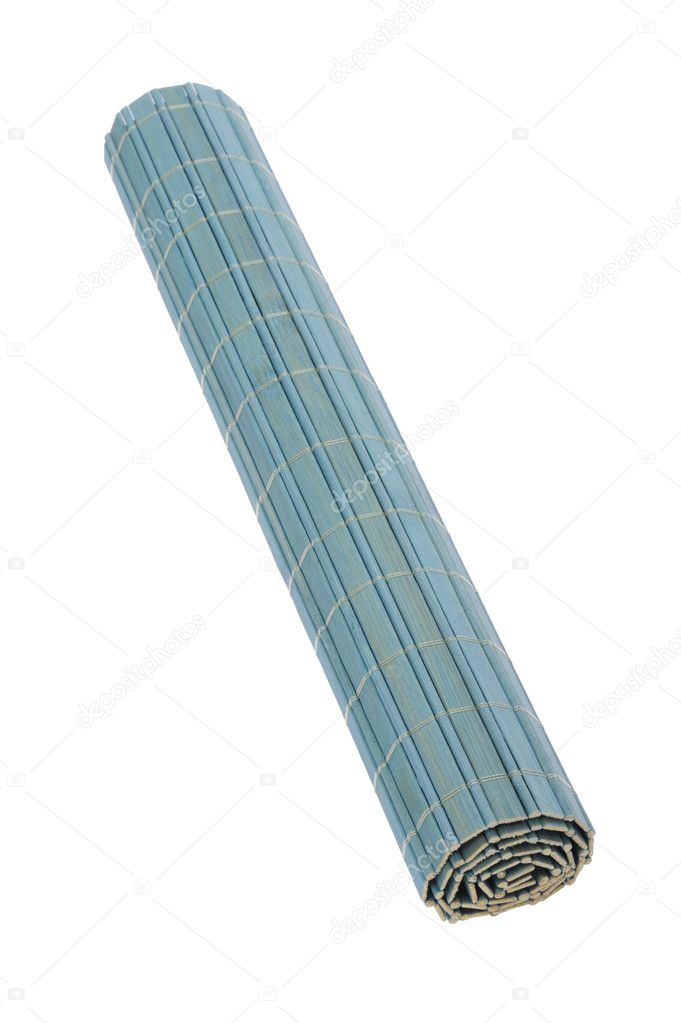 Bamboo mat isolated on white macro