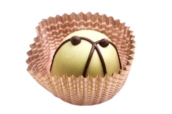 Doces de chocolate na macro branca — Fotografia de Stock