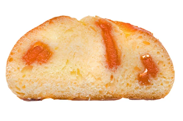 Cutting Bun with jam on white — Stock Photo, Image