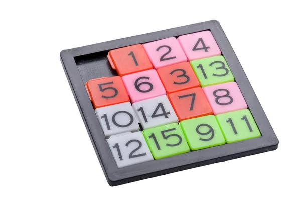 Pocket sliding fifteen puzzle game — Stock Photo, Image