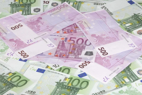 Europe eurosedel med hundratals sedlar — Stockfoto