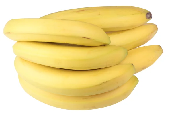 Siete plátanos amarillos aislados — Foto de Stock